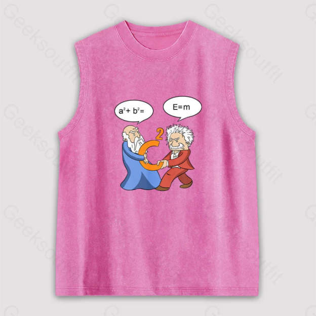 Funny Scientist Unisex Washed Tank Pink / S