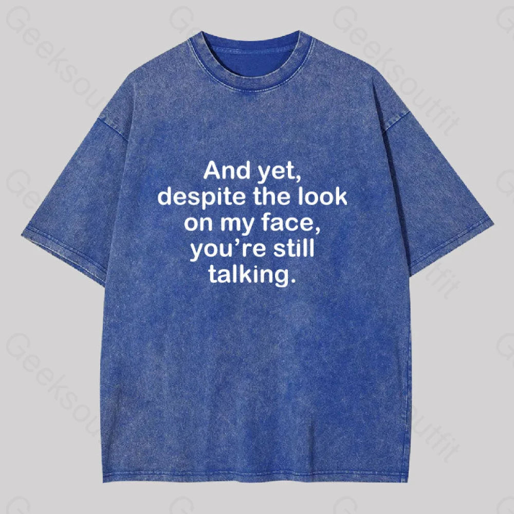 Funny Words Washed T-Shirt Blue / S