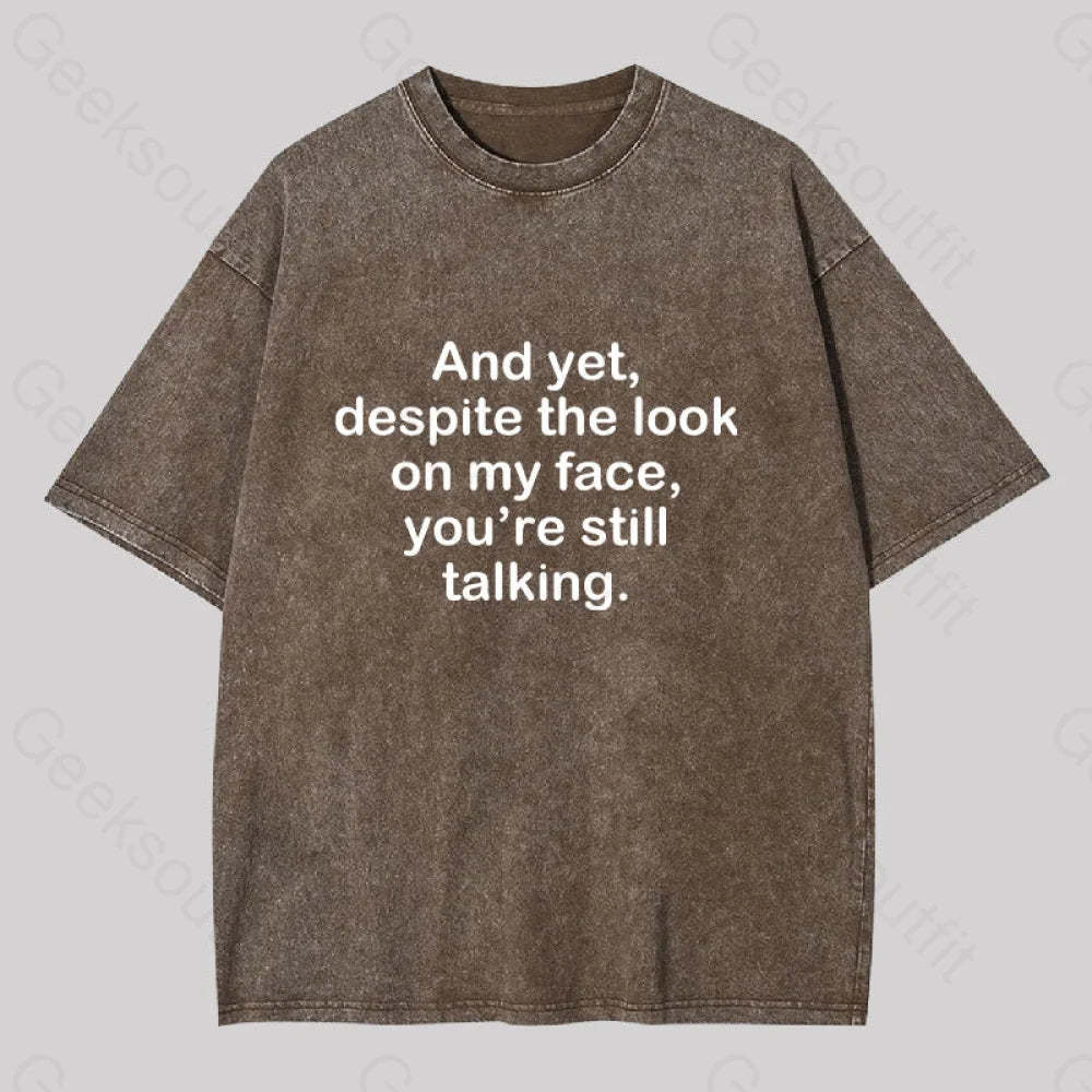 Funny Words Washed T-Shirt Coffee / S
