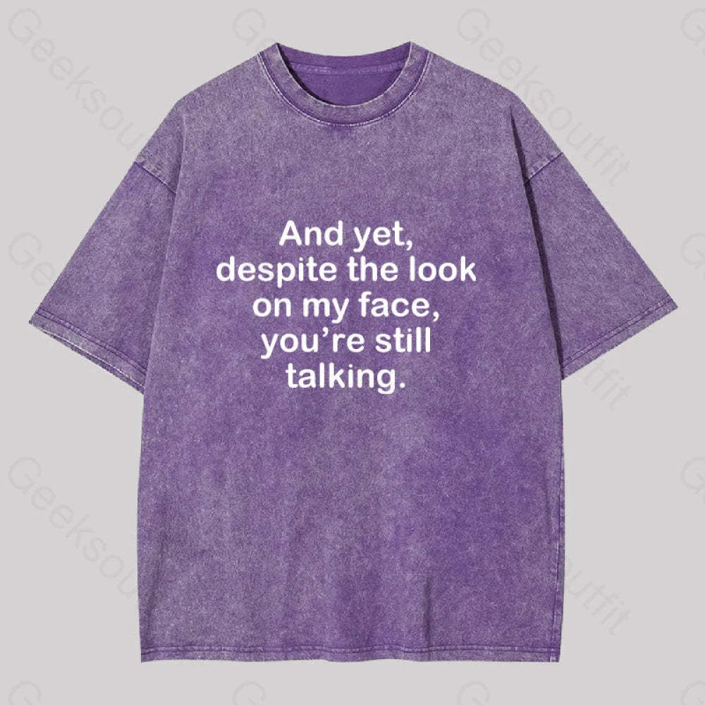 Funny Words Washed T-Shirt Purple / S