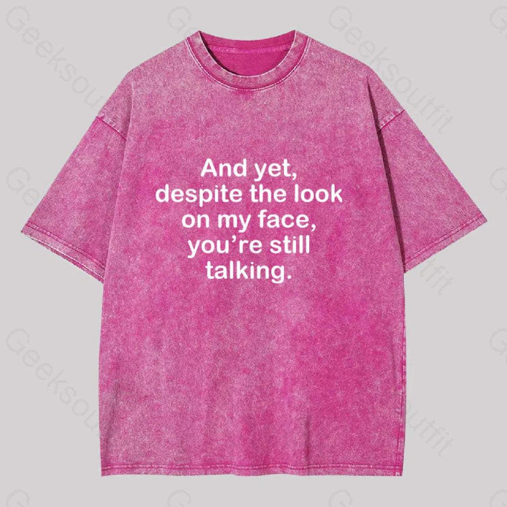 Funny Words Washed T-Shirt Rose Red / S