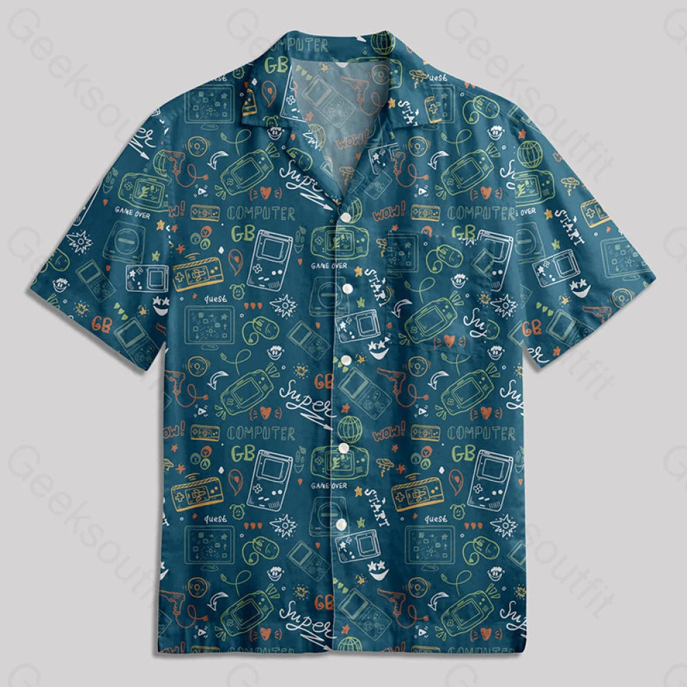 Game Boy Button Up Pocket Shirt Hawaiian / S Bus520 Yc