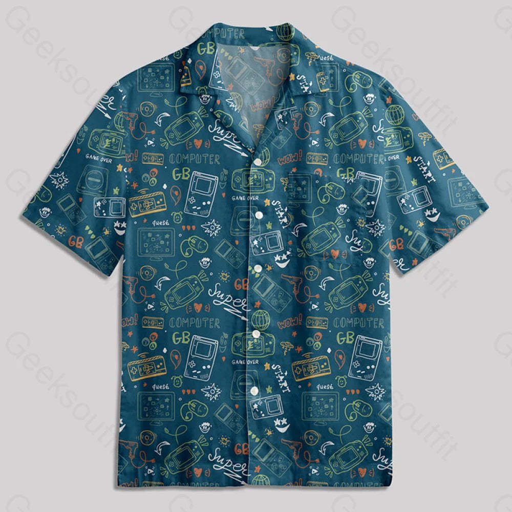 Game Boy Button Up Pocket Shirt Hawaiian / S Bus520 Yc