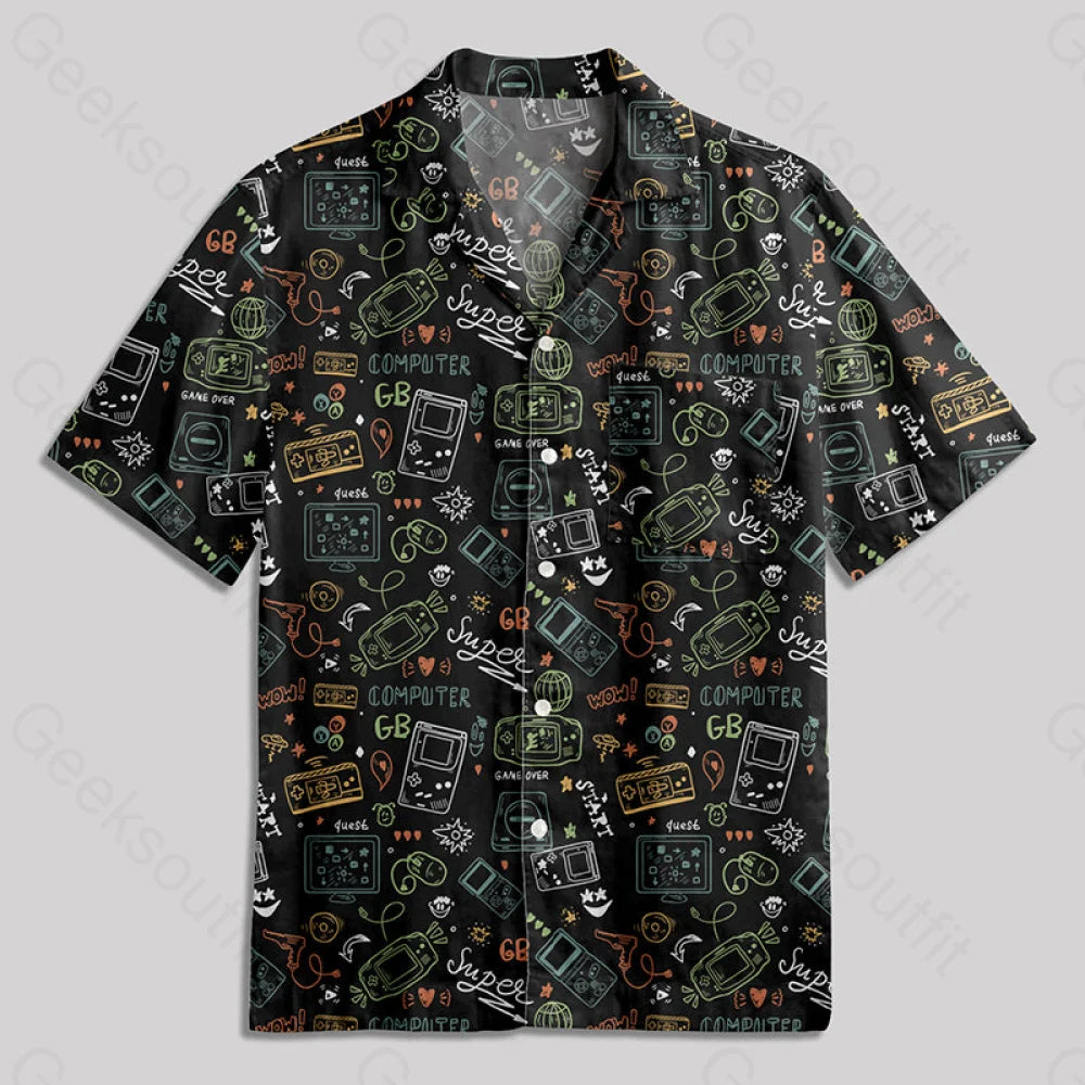 Game Boy Button Up Pocket Shirt Hawaiian / S Bus521 Yc