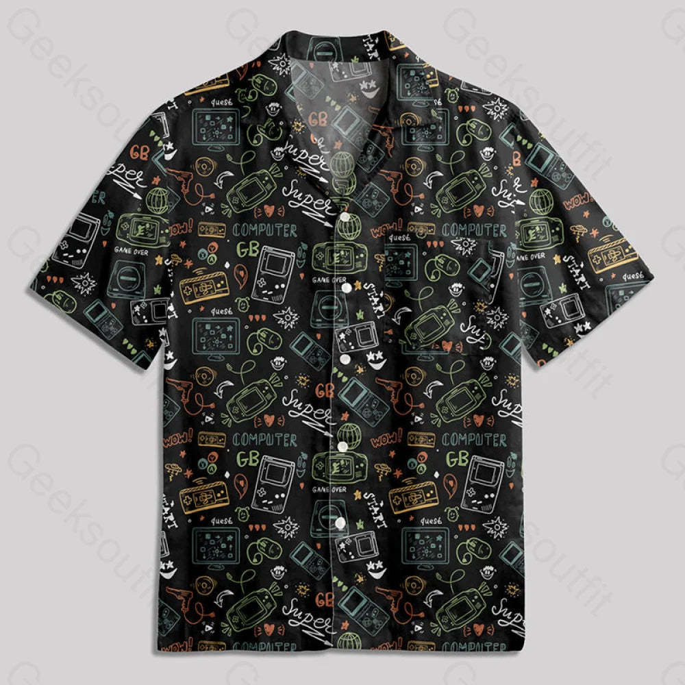 Game Boy Button Up Pocket Shirt Hawaiian / S Bus521 Yc