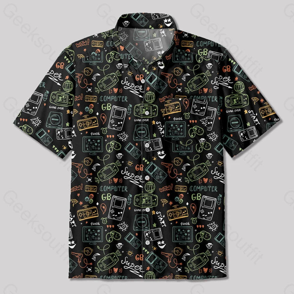 Game Boy Button Up Pocket Shirt Up / S Bus521 Yc