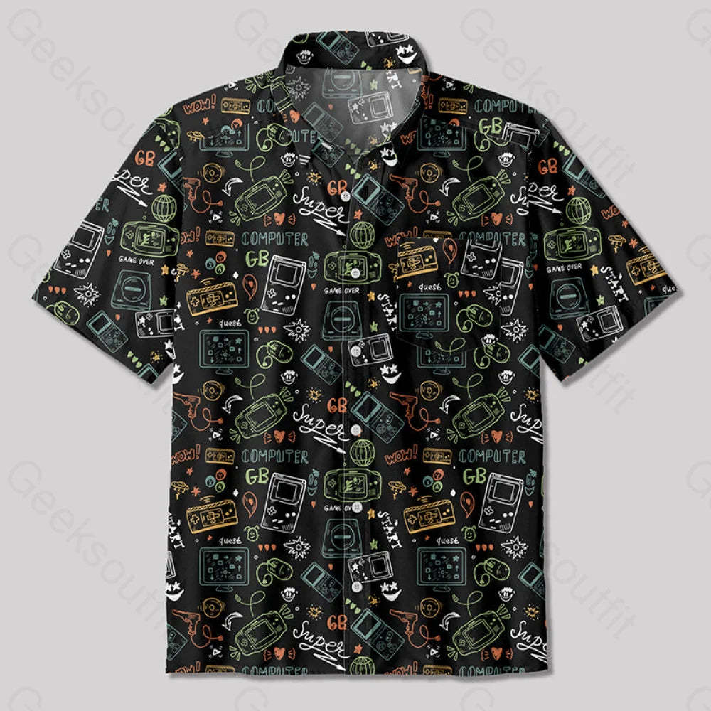 Game Boy Button Up Pocket Shirt Up / S Bus521 Yc