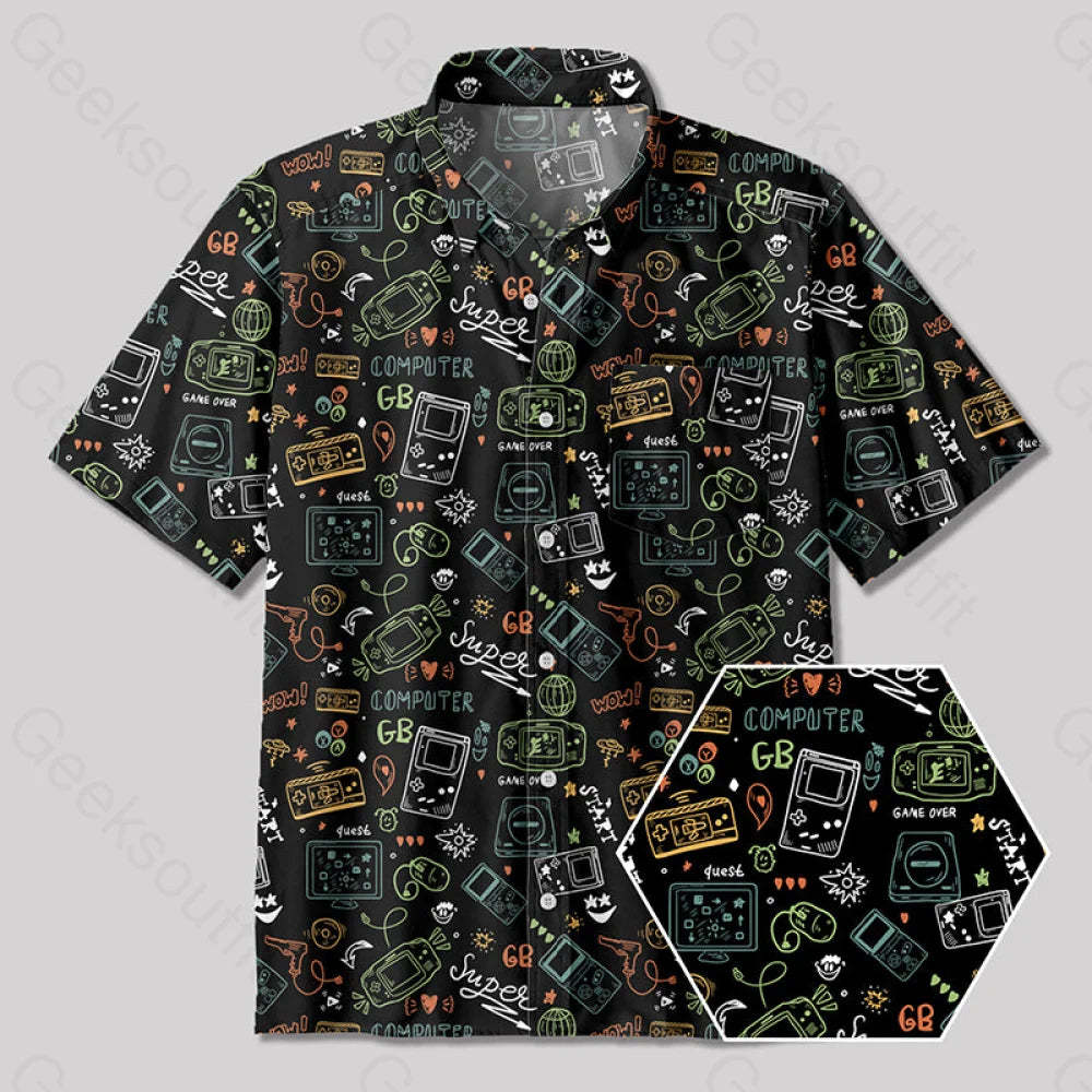 Game Boy Button Up Pocket Shirt Yc