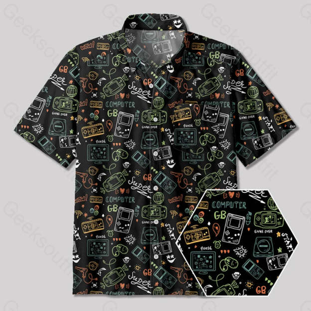 Game Boy Button Up Pocket Shirt Yc