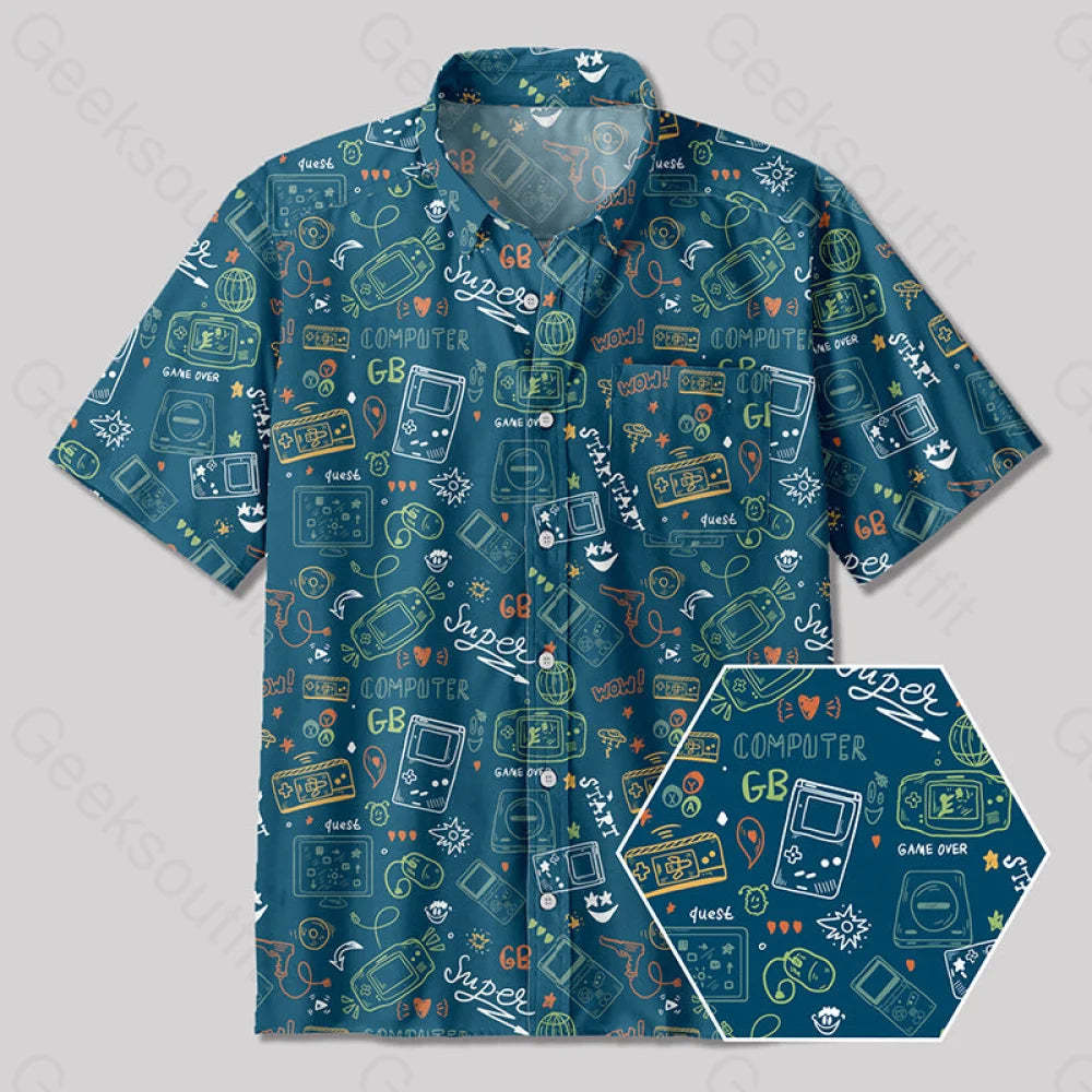 Game Boy Button Up Pocket Shirt Yc