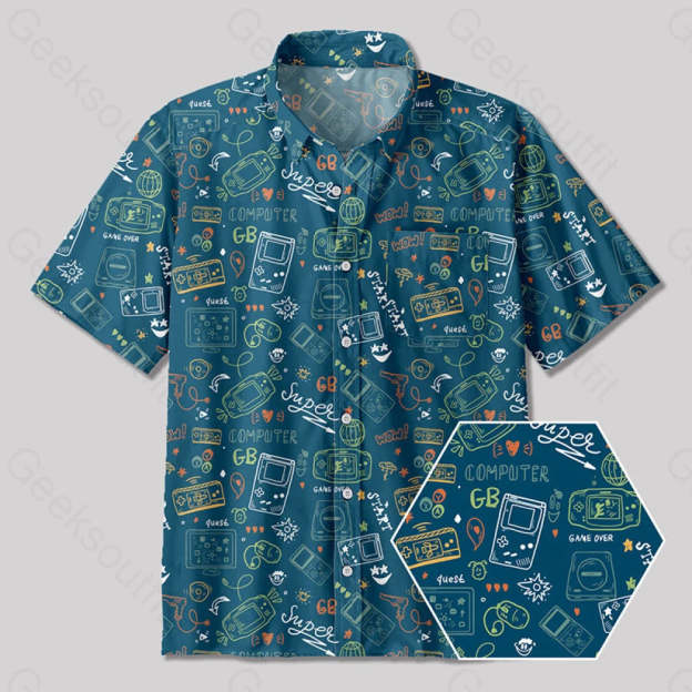Game Boy Button Up Pocket Shirt Yc