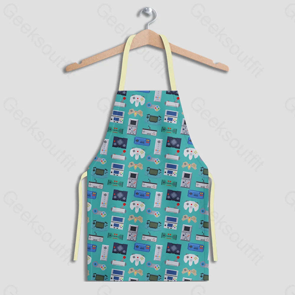 Gamer Game Controllers Green Apron