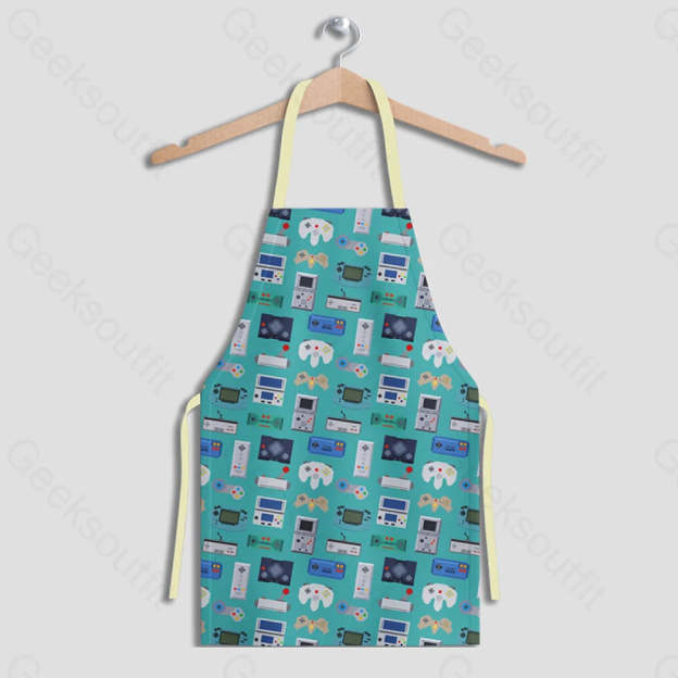 Gamer Game Controllers Green Apron