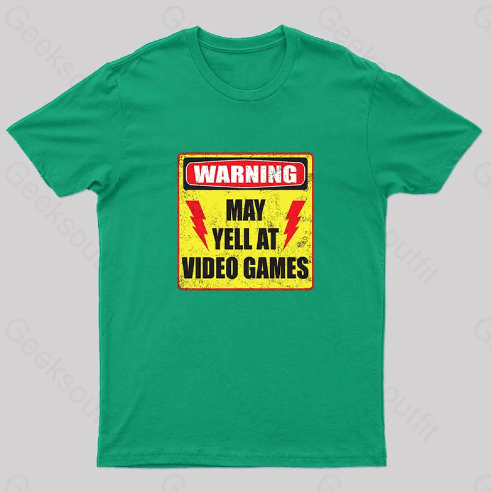 Gamer Warning Nerd T-Shirt Green / S