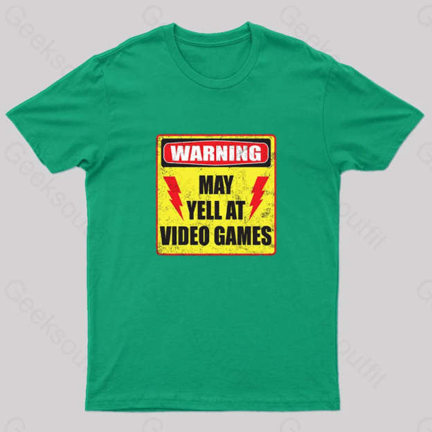 Gamer Warning Nerd T-Shirt Green / S