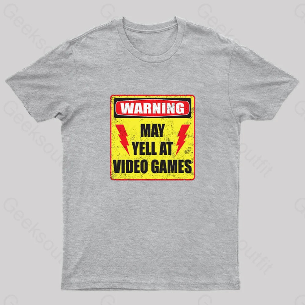 Gamer Warning Nerd T-Shirt Grey / S