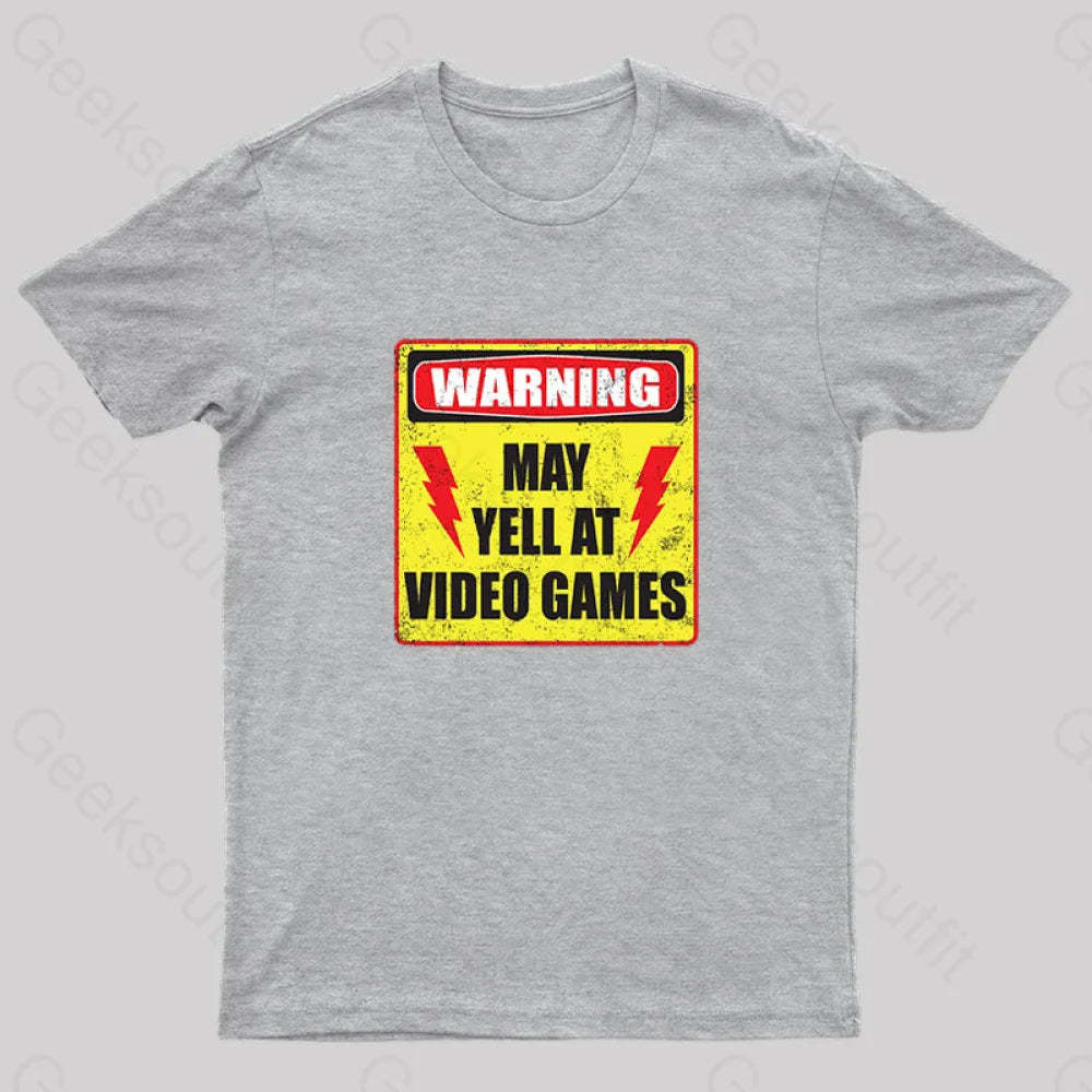 Gamer Warning Nerd T-Shirt Grey / S