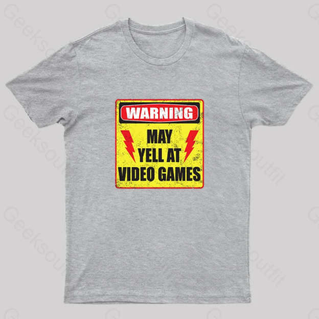 Gamer Warning Nerd T-Shirt Grey / S