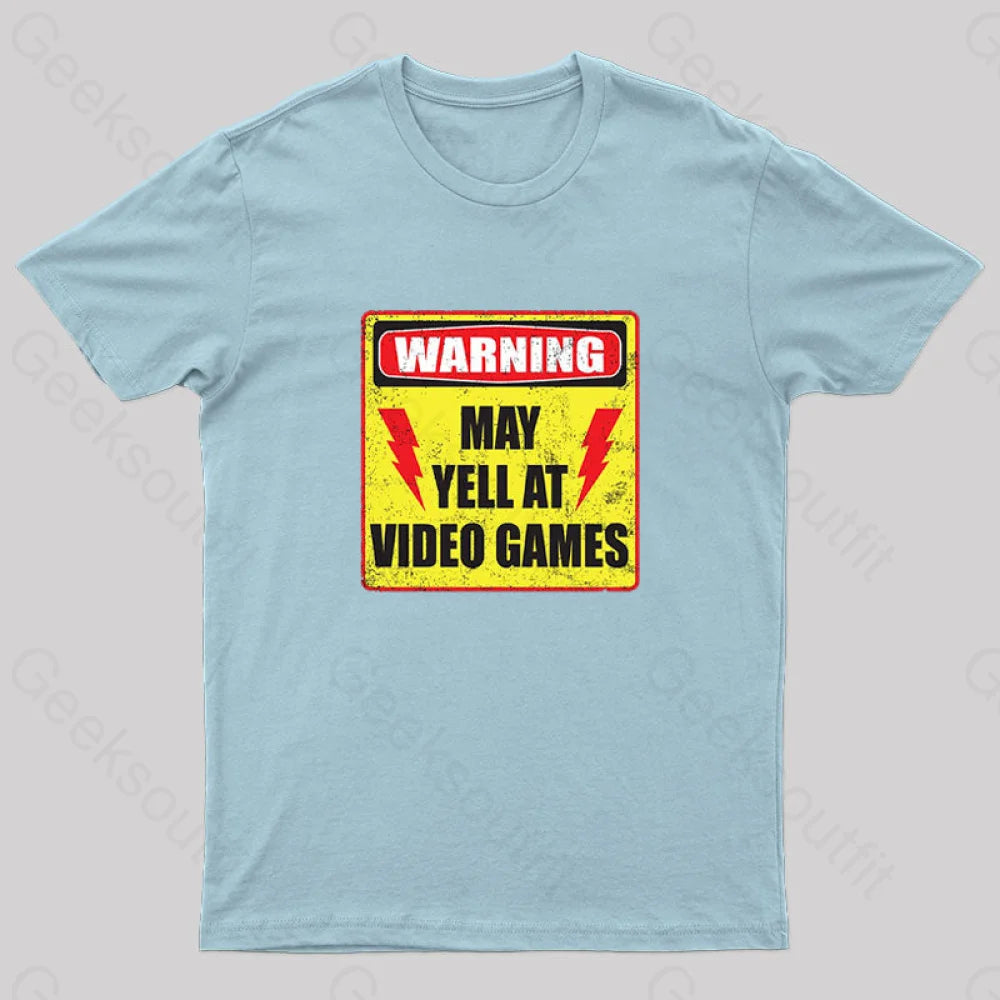 Gamer Warning Nerd T-Shirt Light Blue / S