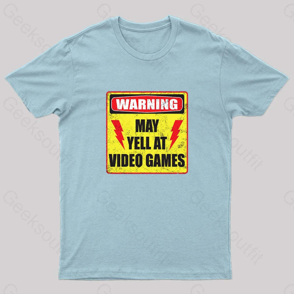 Gamer Warning Nerd T-Shirt Light Blue / S