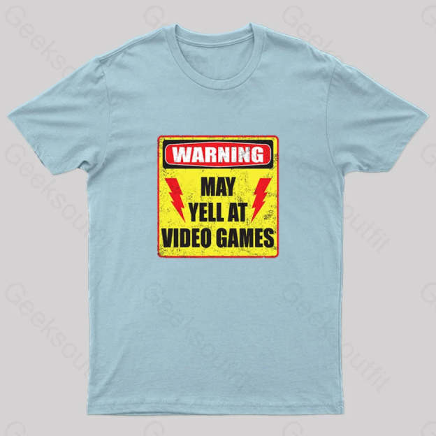 Gamer Warning Nerd T-Shirt Light Blue / S