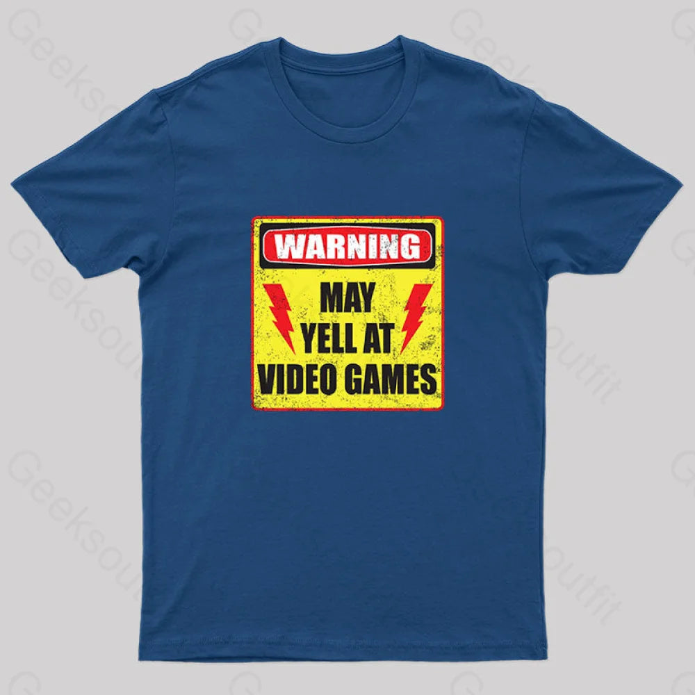 Gamer Warning Nerd T-Shirt Navy / S