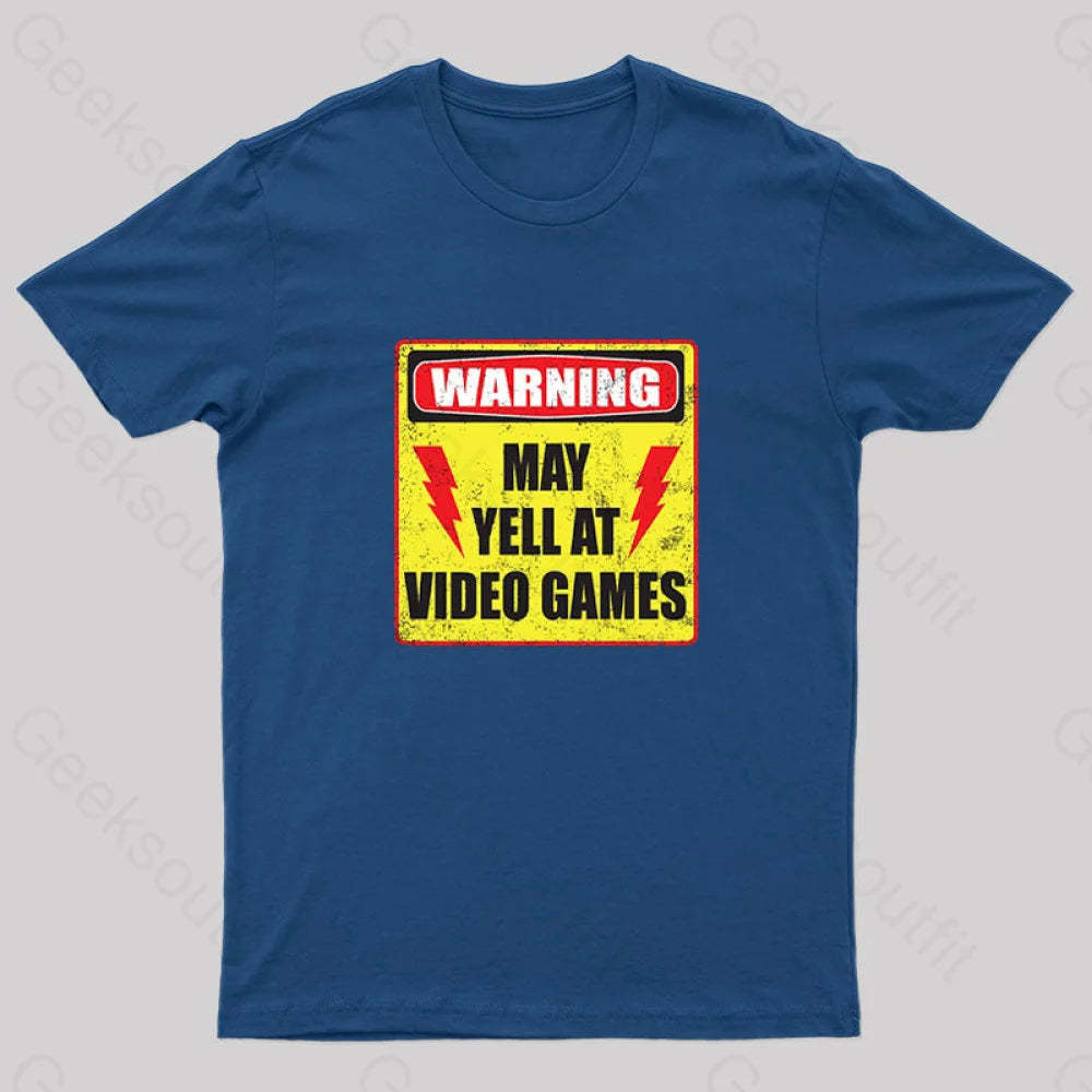 Gamer Warning Nerd T-Shirt Navy / S