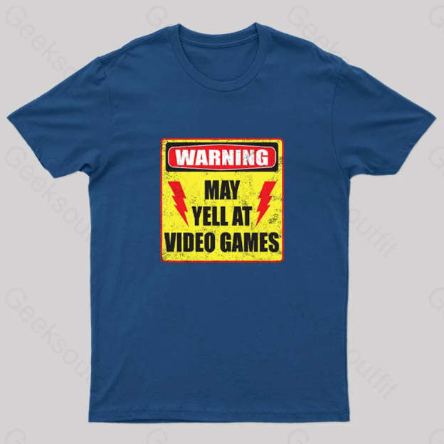Gamer Warning Nerd T-Shirt Navy / S