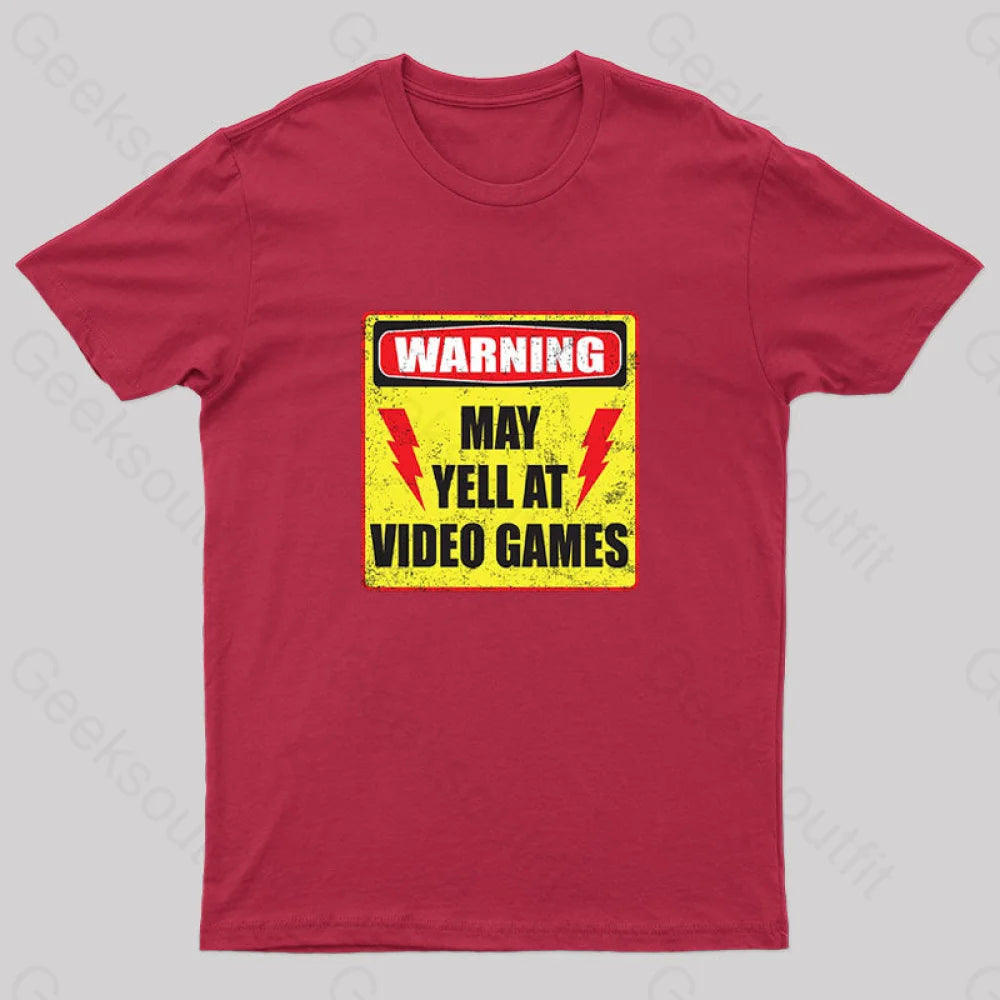Gamer Warning Nerd T-Shirt Red / S