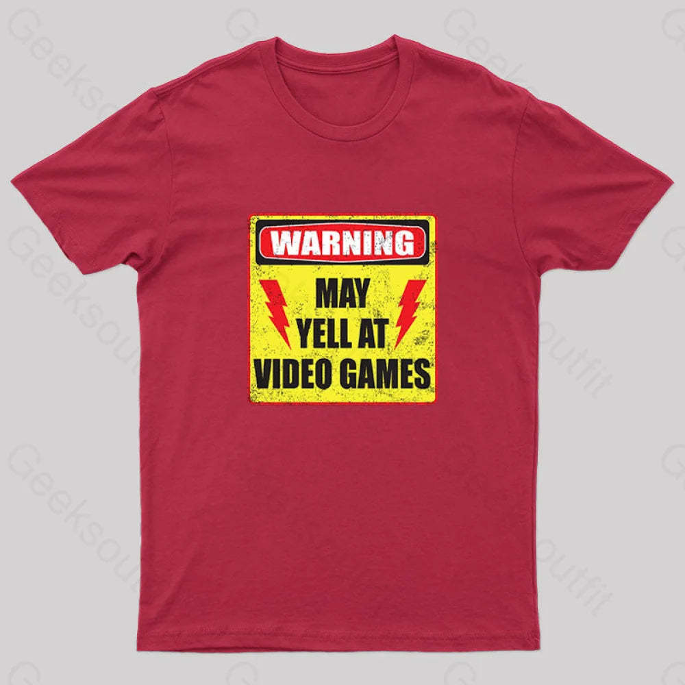 Gamer Warning Nerd T-Shirt Red / S