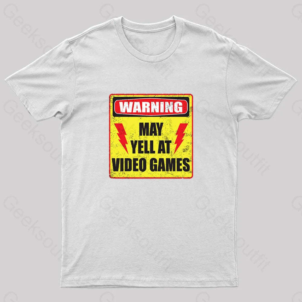 Gamer Warning Nerd T-Shirt White / S