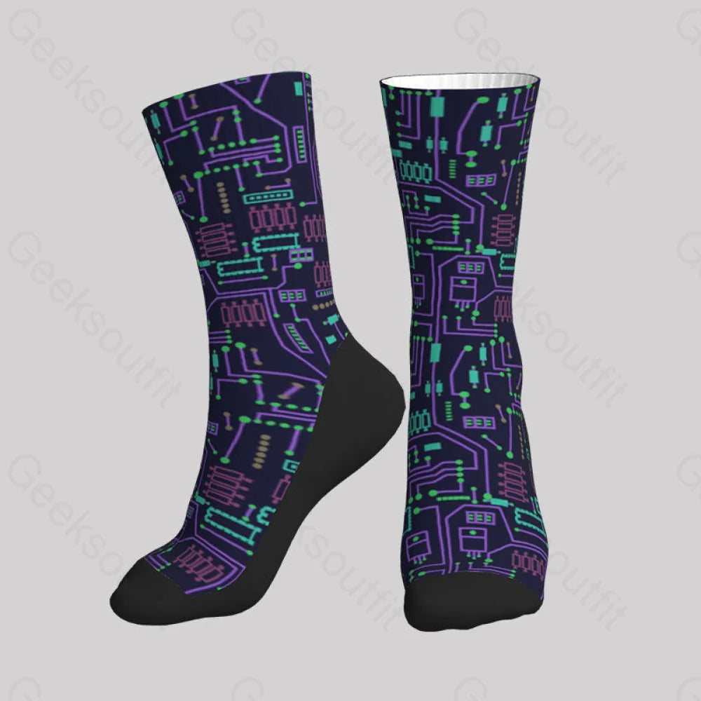 Geek Circuit Board Men’s Socks