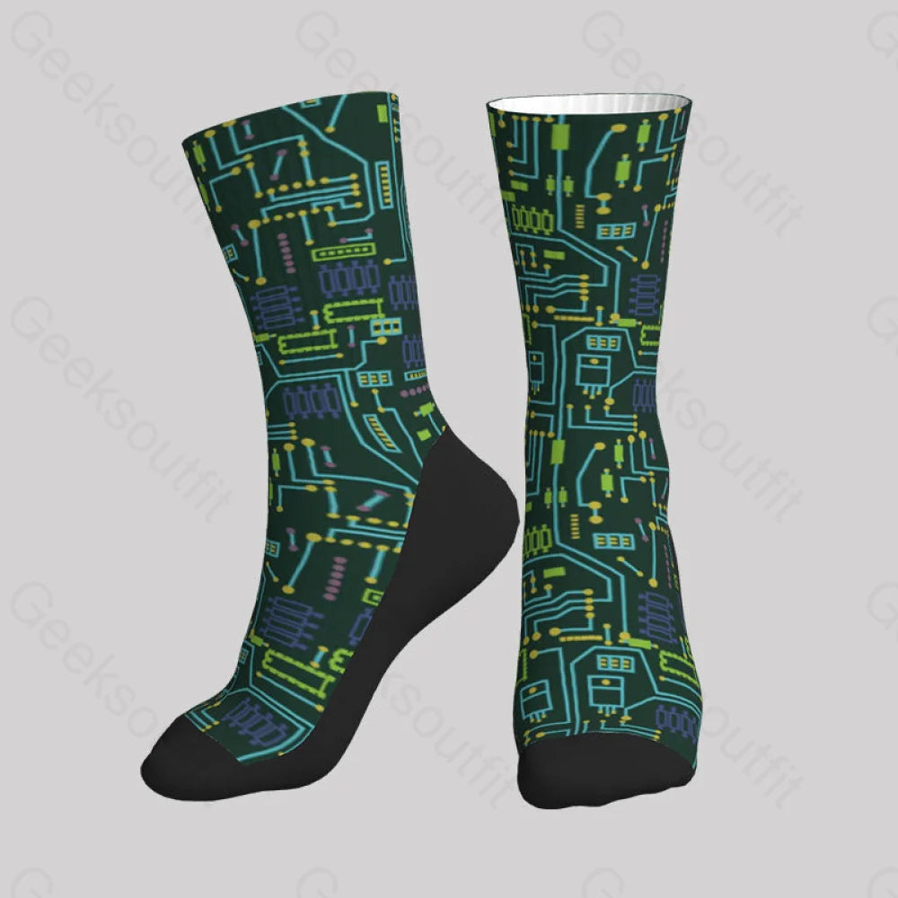 Geek Circuit Board Men’s Socks
