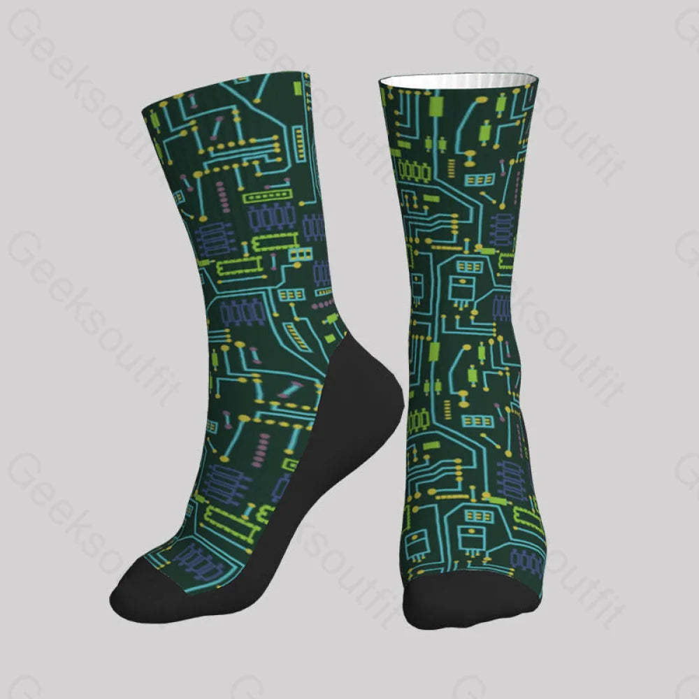 Geek Circuit Board Men’s Socks