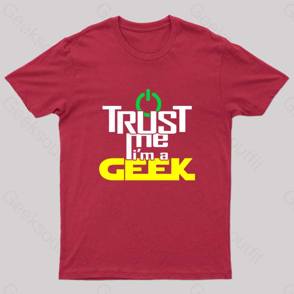 Geeky Geek Proud Slogan T-Shirt Red / S