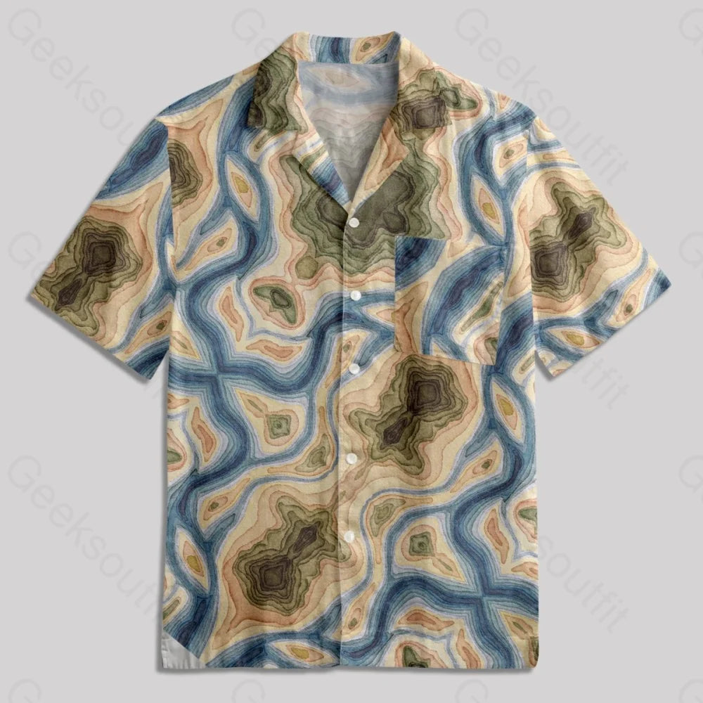 Geological Texture Button Up Pocket Shirt - Geeksoutfit