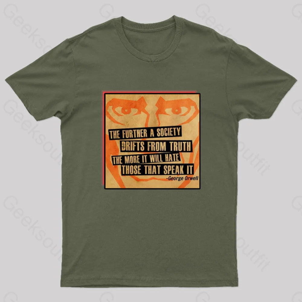 George Orwell Nerd T-Shirt Army Green / S