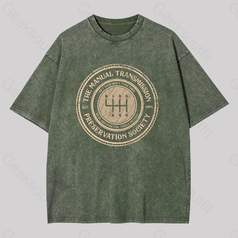 Get Your Shift Together Washed T-Shirt Army Green / S