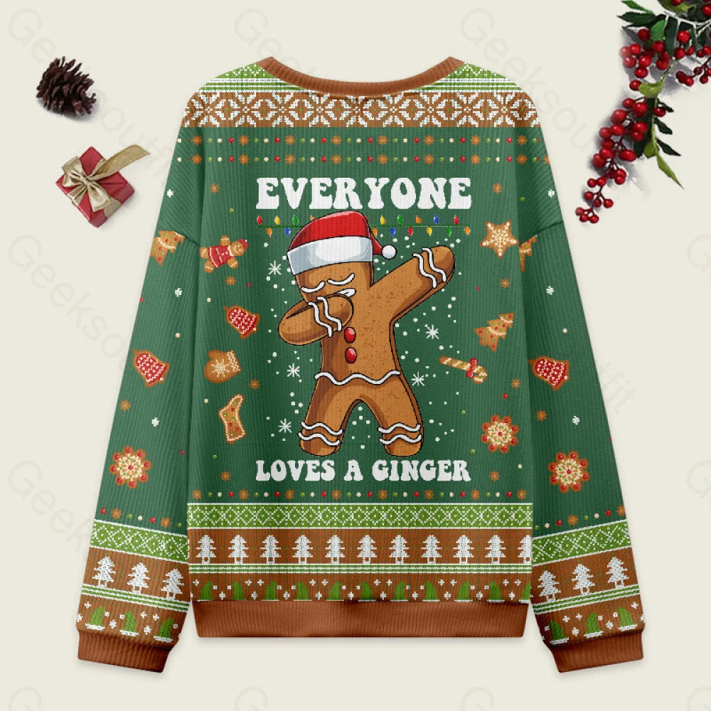 Gingerbread Dabbing Dance Christmas Green Ugly Sweater Men??s Style-S