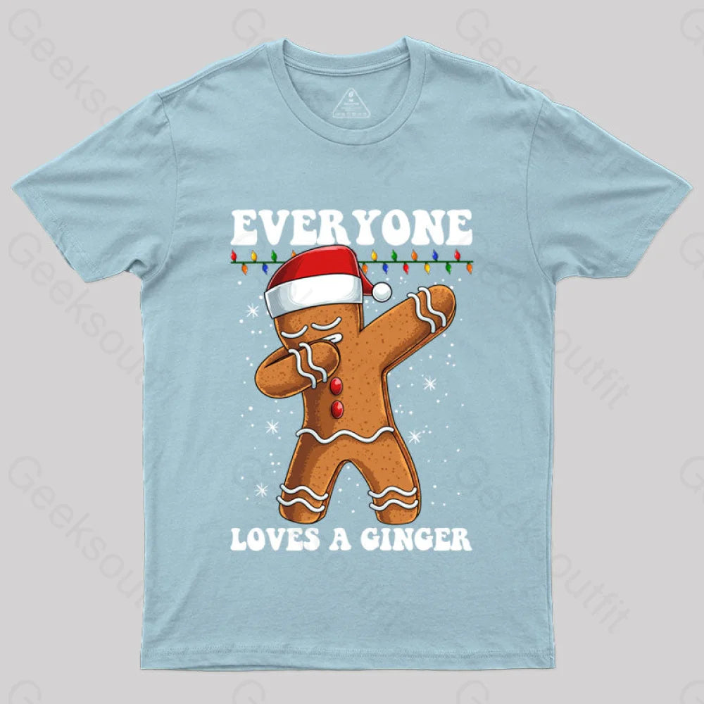 Gingerbread Dabbing Dance Christmas T-Shirt Light Blue / S