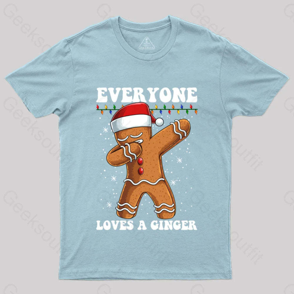 Gingerbread Dabbing Dance Christmas T-Shirt Light Blue / S