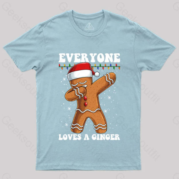 Gingerbread Dabbing Dance Christmas T-Shirt Light Blue / S