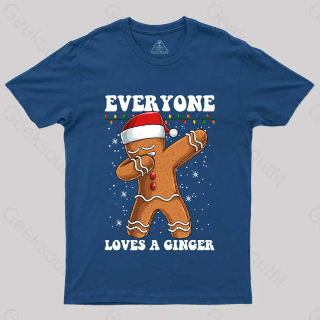 Gingerbread Dabbing Dance Christmas T-Shirt Navy / S