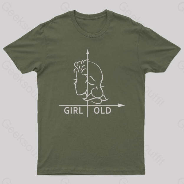 Girl Or Old Geek T-Shirt Army Green / S