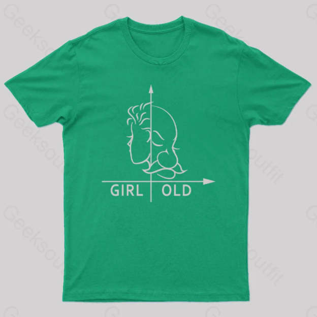 Girl Or Old Geek T-Shirt Green / S