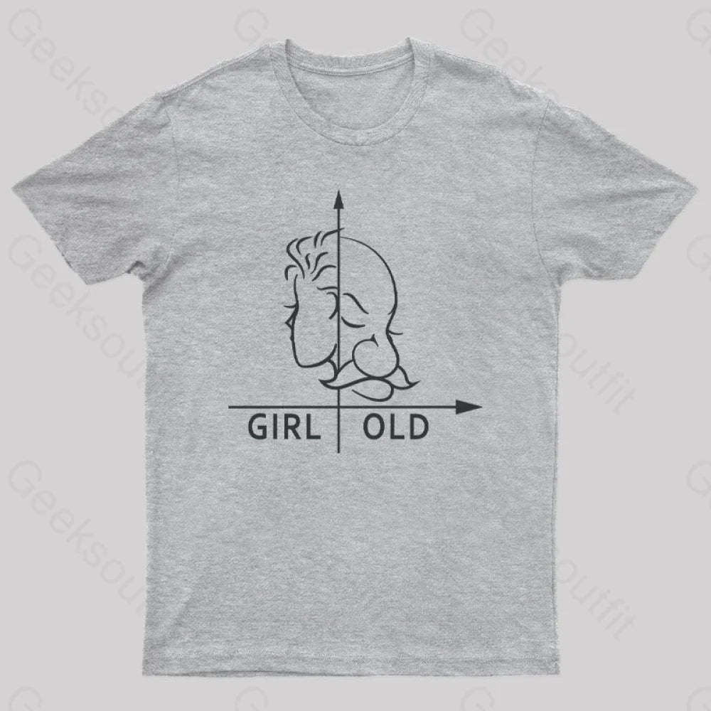 Girl Or Old Geek T-Shirt Grey / S