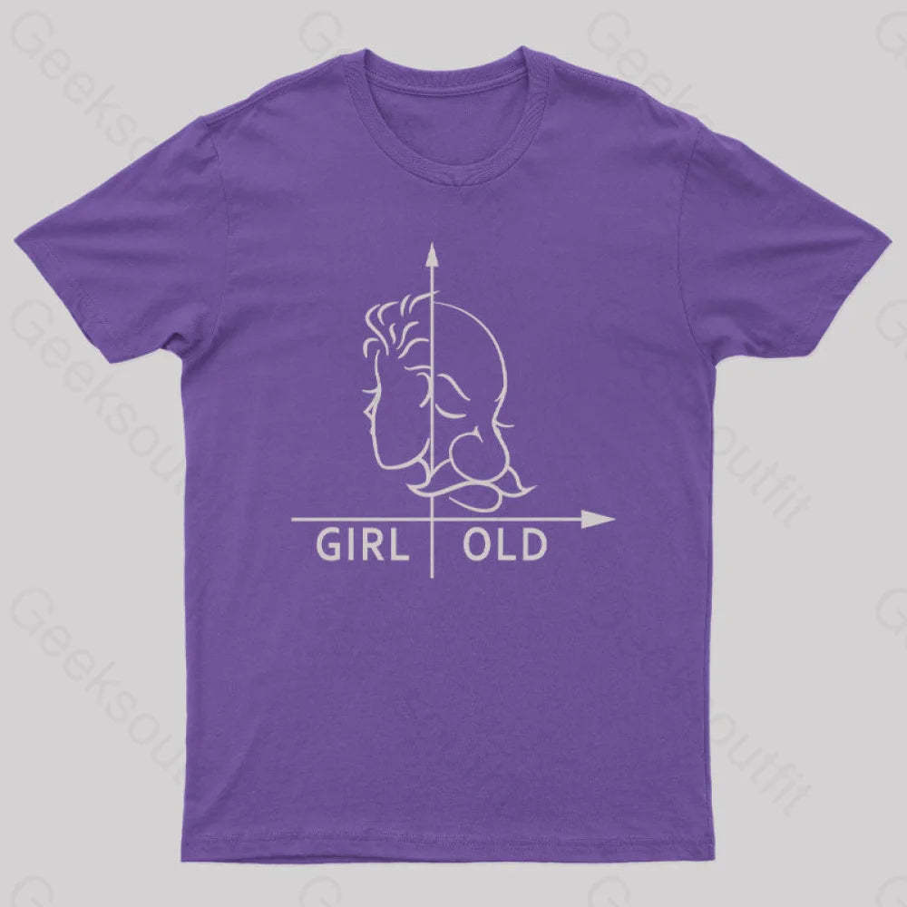 Girl Or Old Geek T-Shirt Purple / S