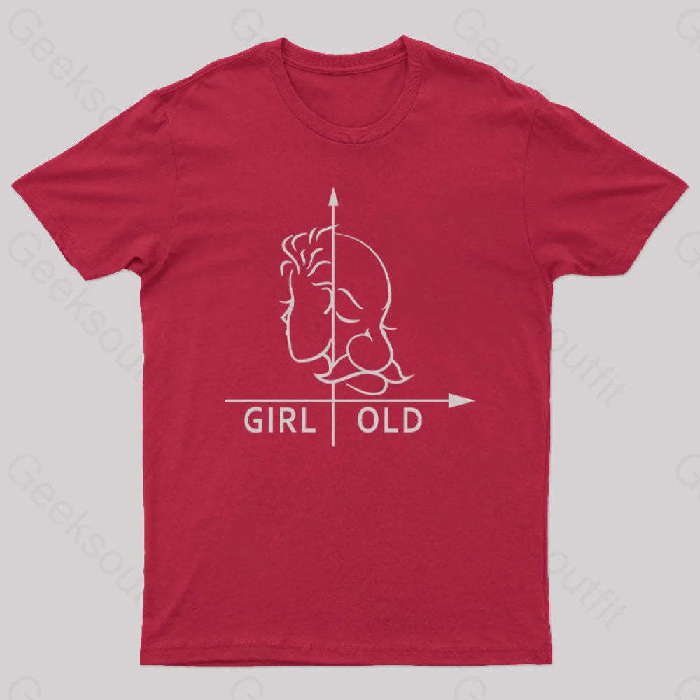 Girl Or Old Geek T-Shirt Red / S
