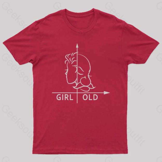 Girl Or Old Geek T-Shirt Red / S