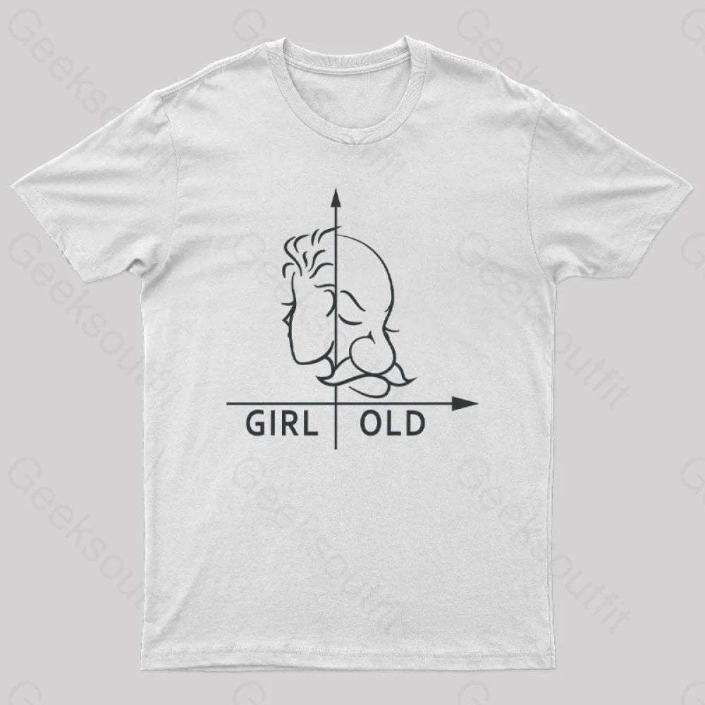 Girl Or Old Geek T-Shirt White / S